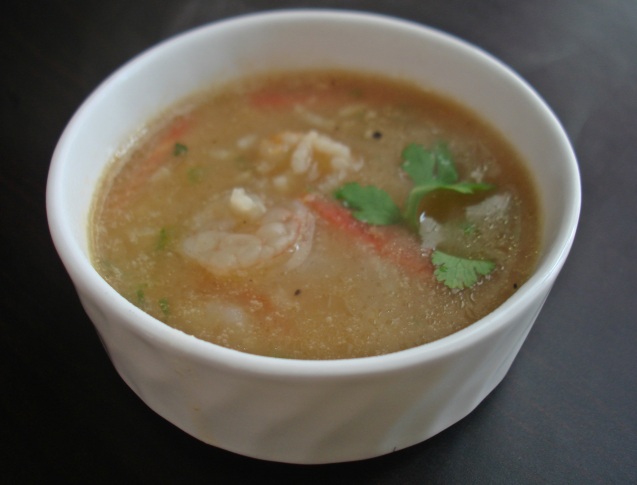 prawn and rice soup